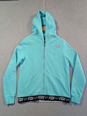 Fox Head Fleece Lined Hoodie Women's Large Green Black Pink